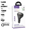 АЗУ HOCO E88 Star 2xUSB-C, 3А, 120W, BT5.0, USB flash, FM, LED дисплей (черный)