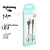 USB кабель HOCO X30 Star Lightning 8-pin, LED, 1.2м, TPE (черный)